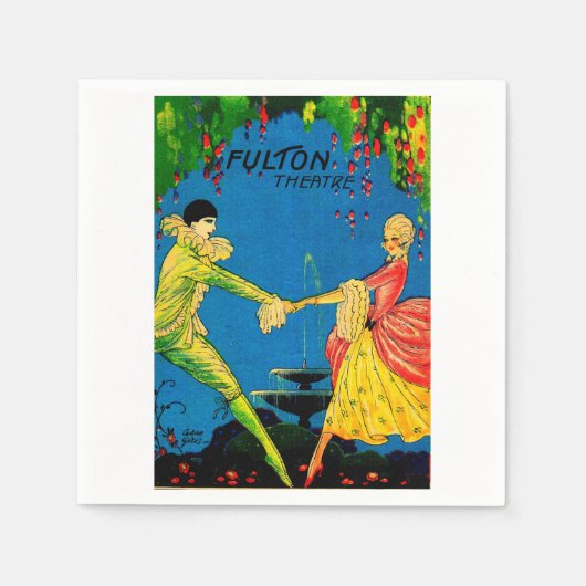 1927 Het Fulton Theater-programma dekt kunst Servetten (Voorkant)