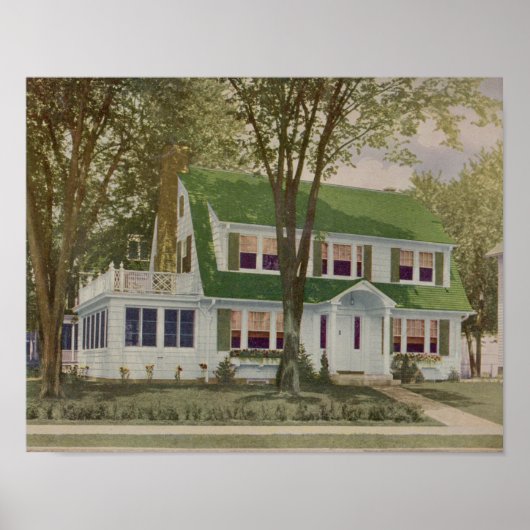  1927 House Design Print Green White (Voorkant)