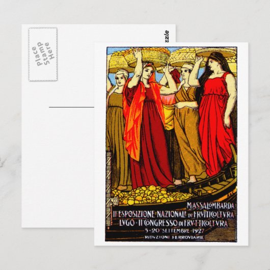 1927 Poster van de Italiaanse fruittelers Briefkaart (Voorkant / Achterkant)