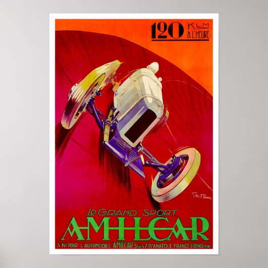 1927  races en races in Amilcar Poster (Voorkant)