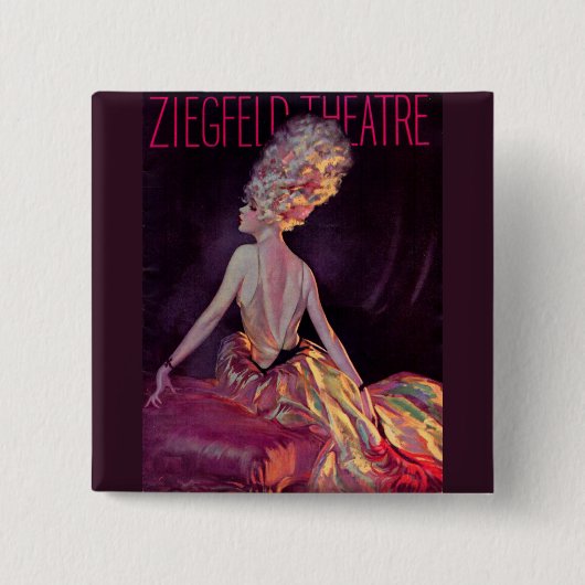 1927 Ziegfeld Theatre-hoofdkunst Vierkante Button 5,1 Cm (Voorkant)