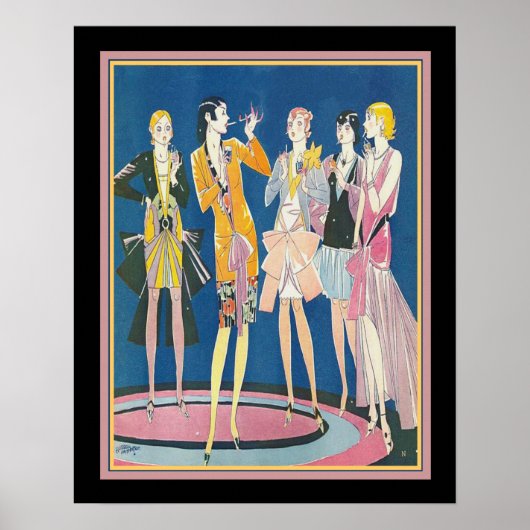 1928 Art Deco Flappers Print door Russell Patterso (Voorkant)