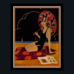 1928 Art Deco Girl op het strand Poster<br><div class="desc">Vibrant,  het kronkelen van de twintigste,  Art Deco,  de luier op het strand. ca. 1928. Standaardgrootte 11x14 hier weergegeven. Ook beschikbaar in standaard 16x20,  andere douanegrootte,  en op canvas.</div>