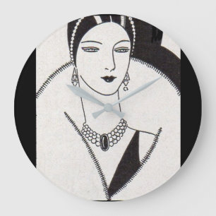 1928 art deco vrouw grote klok