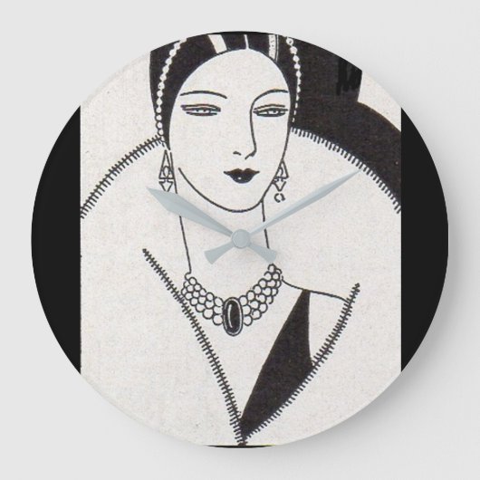 1928 art deco vrouw grote klok (Voorkant)