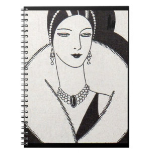 1928 art deco vrouw notitieboek