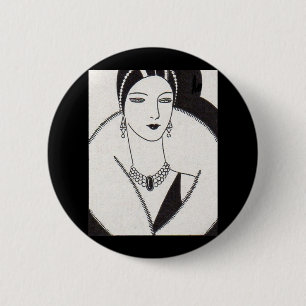 1928 art deco vrouw ronde button 5,7 cm