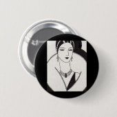 1928 art deco vrouw ronde button 5,7 cm (Voorkant /achterkant)