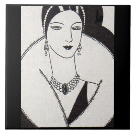 1928 art deco vrouw tegeltje