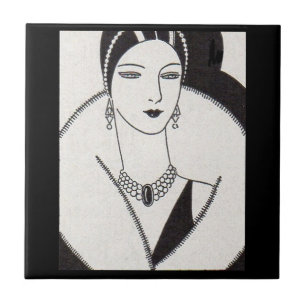 1928 art deco vrouw tegeltje