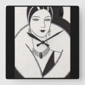 1928 art deco vrouw vierkante klok (Voorkant)