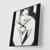 1928 art deco vrouw vierkante klok (Hoek)