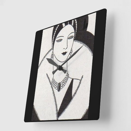 1928 art deco vrouw vierkante klok (Hoek)