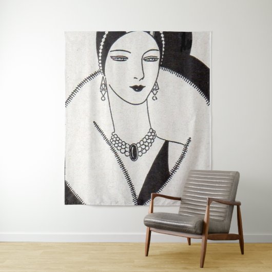 1928 art deco vrouw wandkleed (In situ)
