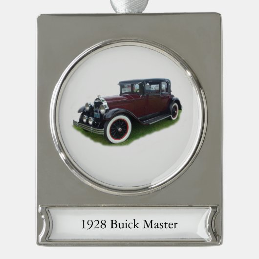 1928 Buick Master banner-versiering Verzilverd Banner Ornament (Voorkant)