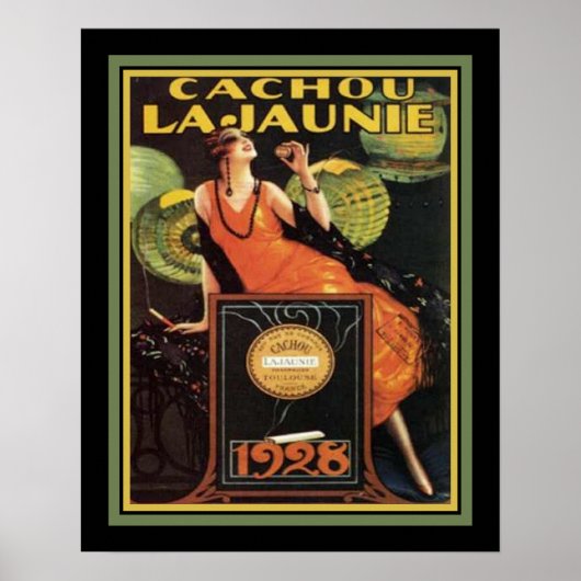 1928 Deco "Cachou Lajunie" Tobacco Ad Poster (Voorkant)