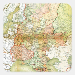 1928 Kaart van het voormalige Sovjet-Unie USSR Rus Vierkante Sticker