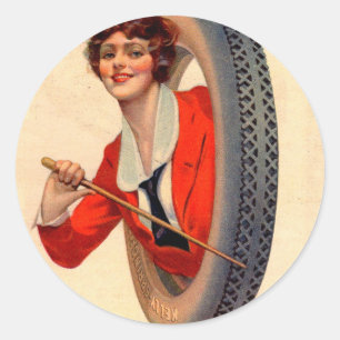 1928 Kelly-Springfields Tire mascot Lotta Miles Ronde Sticker