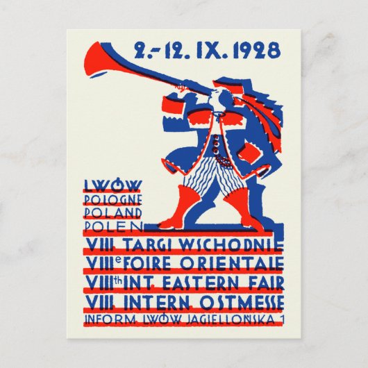 1928 Lwow Eastern International Fair Briefkaart (Voorkant)