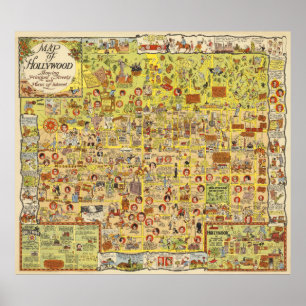 1928 MAP van Old Hollywood Poster