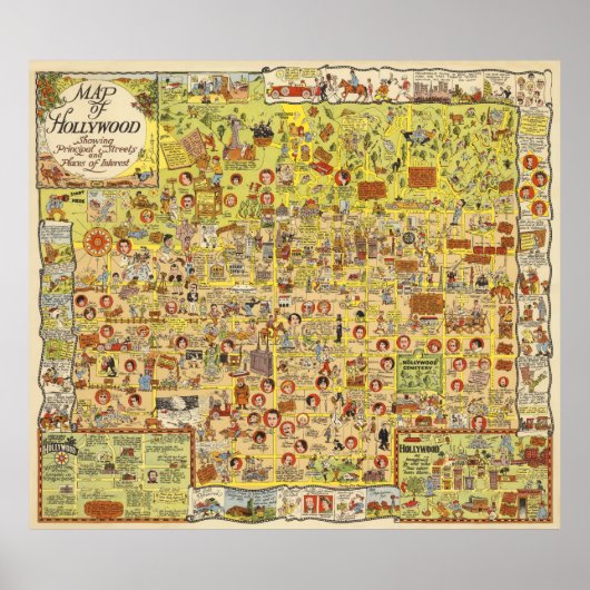 1928 MAP van Old Hollywood Poster (Voorkant)