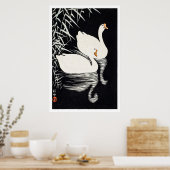 1928 Ohara Koson White Chinese Geese Swimming  Poster (Keuken)