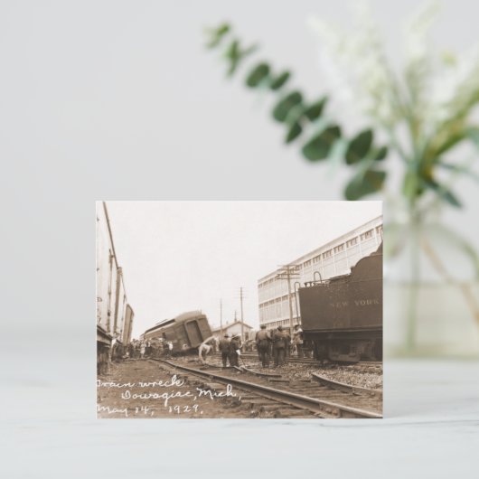 1928 Treinwrak Briefkaart (Staand voorkant)