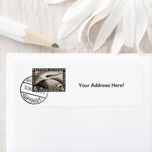 1928 Zeppelin Airmail Etiket (Insitu)