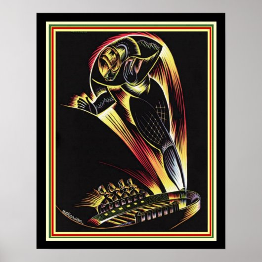1929 Art Deco Football Poster 16 x 20 (Voorkant)