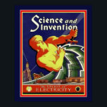 1929 Art Deco Science & Invention Poster<br><div class="desc">1929 Art Deco Hoesje for Science and Invention "The Spirit of Electricity" Standard 16x20 getoond. Ook beschikbaar in standaard 11x14.</div>