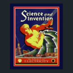 1929 Art Deco Science & Invention Poster<br><div class="desc">1929 Art Deco Hoesje for Science and Invention "The Spirit of Electricity" Standard 16x20 getoond. Ook beschikbaar in standaard 11x14.</div>