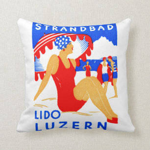 1929 Art Deco Strandbad Lido Luzern Kussen