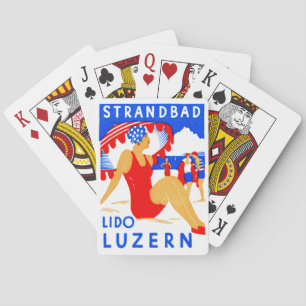 1929 Art Deco Strandbad Lido Luzern Pokerkaarten