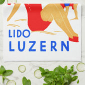 1929 Art Deco Strandbad Lido Luzern Theedoek (Gevouwen)