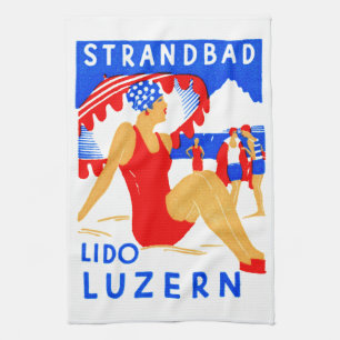 1929 Art Deco Strandbad Lido Luzern Theedoek
