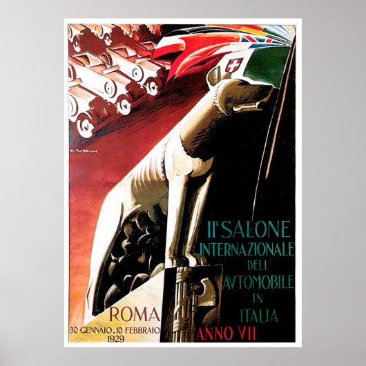 1929 Auto Rome Italië Auto Show Poster (Voorkant)