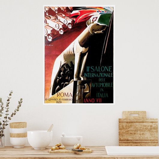 1929 Auto Rome Italië Auto Show Poster (Keuken)