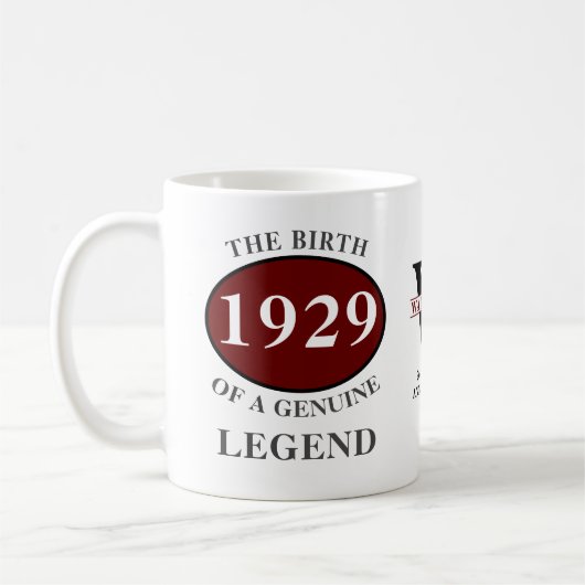 1929 Birthday Monogram Legend Jouw naam toevoegen Koffiemok (Links)