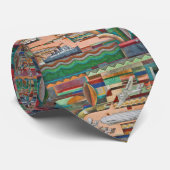 1929 Deco Transportation Mural Stropdas (Opgerold)