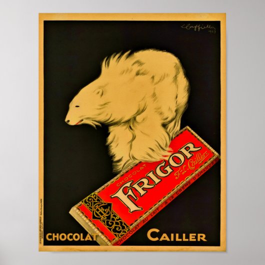 1929 Frigor Chocolat Cailler Poster (Voorkant)