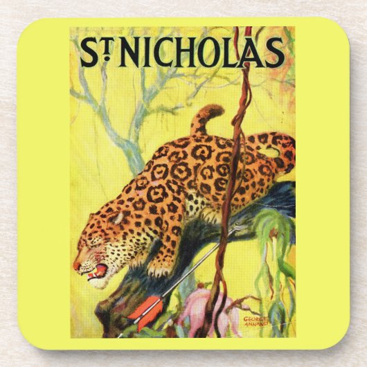 1929 St. Nicholas magazine cover leopard Drankjes Onderzetter (Voorkant)