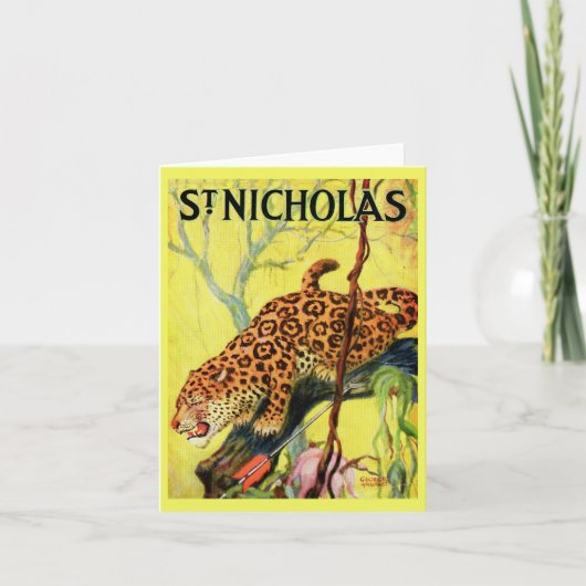 1929 St. Nicholas magazine cover leopard Feestdagen Kaart (Voorkant)