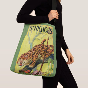 1929 St. Nicholas magazine cover leopard print Crossbody Tas