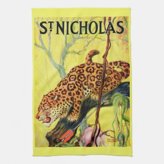 1929 St. Nicholas magazine cover leopard print Theedoek (Verticaal)