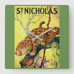 1929 St. Nicholas magazine cover leopard Vierkante Klok