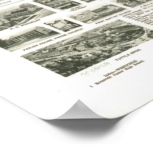 1929 Westfield, NJ Birds Eye Uitzicht Panoramic Ma Poster (Hoek)