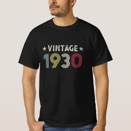  1930 90e verjaardag Gift 90 jaar oud T-shirt (Voorkant)