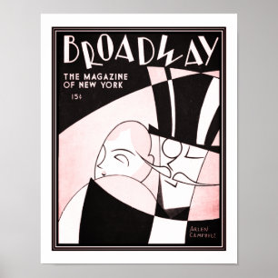1930 Art Deco Broadway Magazine Afdrukken Poster