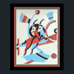 1930 Art Deco Gazelle Poster<br><div class="desc">Art Deco Gazelle poster van Serge Gladky in populaire turquoise en koraal - 16x20 hier getoond. Verkrijgbaar in andere grootten.</div>