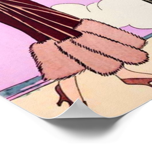 1930 Art Deco Poichoir Dames Mode Poster (Hoek)